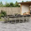 Image de vidaXL Ensemble à manger de jardin et coussins 15 pcs gris clair rotin