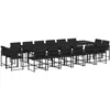 Image de vidaXL Ensemble à manger de jardin 17 pcs coussins noir résine tressée