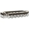 Image de vidaXL Ensemble à manger de jardin et coussins 17 pcs marron rotin