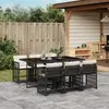Image de vidaXL Ensemble à manger de jardin coussins 7pcs Noir Résine tressée