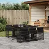 Image de vidaXL Ensemble à manger de jardin coussins 7pcs Noir Résine tressée
