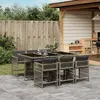 Image de vidaXL Ensemble à manger de jardin et coussins 7 pcs gris rotin
