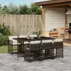 Image de vidaXL Ensemble à manger de jardin et coussins 7 pcs marron rotin