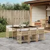 Image de vidaXL Ensemble à manger de jardin et coussins 7 pcs beige poly rotin