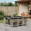 Image de vidaXL Ensemble à manger de jardin et coussins 7 pcs gris clair rotin