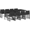 Image de vidaXL Ensemble à manger de jardin 9pcs coussins noir résine tressée