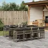 Image de vidaXL Ensemble à manger de jardin 9 pcs coussins gris résine tressée