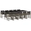 Image de vidaXL Ensemble à manger de jardin 11pcs avec coussins gris poly rotin