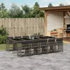 Image de vidaXL Ensemble à manger de jardin 11pcs avec coussins gris poly rotin
