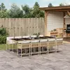 Image de vidaXL Ensemble à manger de jardin et coussins 11 pcs beige poly rotin