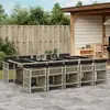 Image de vidaXL Ensemble à manger de jardin 11pcs avec coussins gris poly rotin