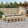 Image de vidaXL Ensemble à manger de jardin et coussins 13 pcs beige