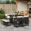 Image de vidaXL Ensemble à manger de jardin 9pcs coussins noir résine tressée
