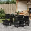 Image de vidaXL Ensemble à manger de jardin 9pcs coussins noir résine tressée