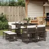 Image de vidaXL Ensemble à manger de jardin et coussins 9 pcs marron poly rotin