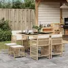 Image de vidaXL Ensemble à manger de jardin et coussins 9 pcs beige Poly rotin
