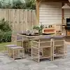 Image de vidaXL Ensemble à manger de jardin et coussins 9 pcs mélange beige