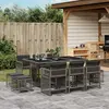 Image de vidaXL Ensemble à manger de jardin 11pcs avec coussins gris poly rotin