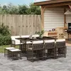 Image de vidaXL Ensemble à manger de jardin et coussins 11 pcs marron rotin