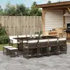Image de vidaXL Ensemble à manger de jardin avec coussins 13 pcs marron rotin