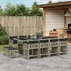 Image de vidaXL Ensemble à manger de jardin et coussins 13 pcs gris clair rotin