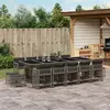 Image de vidaXL Ensemble à manger de jardin 15 pcs coussins gris résine tressée