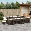 Image de vidaXL Ensemble à manger de jardin et coussins 17 pcs marron rotin