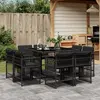 Image de vidaXL Ensemble à manger de jardin 9pcs coussins noir résine tressée