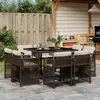 Image de vidaXL Ensemble à manger de jardin et coussins 9 pcs marron poly rotin