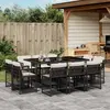 Image de vidaXL Ensemble à manger de jardin 11 pcs coussins noir résine tressée
