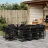 Image de vidaXL Ensemble à manger de jardin 11 pcs coussins noir résine tressée