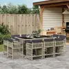 Image de vidaXL Ensemble à manger de jardin 11pcs avec coussins gris poly rotin