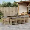 Image de vidaXL Ensemble à manger de jardin coussins 13 pcs mélange beige rotin
