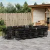 Image de vidaXL Ensemble à manger de jardin 15 pcs coussins noir résine tressée