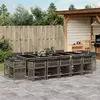 Image de vidaXL Ensemble à manger de jardin 15 pcs coussins gris résine tressée