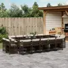 Image de vidaXL Ensemble à manger de jardin avec coussins 15 pcs marron rotin