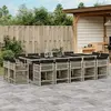Image de vidaXL Ensemble à manger de jardin et coussins 15 pcs gris clair rotin
