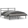 Image de vidaXL Cadre de lit métal sans matelas et tête de lit noir 160x200 cm
