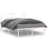 Image de vidaXL Cadre de lit métal sans matelas et tête de lit blanc 135x190 cm