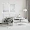Image de vidaXL Cadre de lit métal sans matelas et pied de lit blanc 140x190 cm