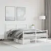 Image de vidaXL Cadre de lit métal sans matelas et pied de lit blanc 140x200 cm