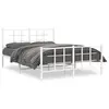 Image de vidaXL Cadre de lit métal sans matelas et pied de lit blanc 135x190 cm