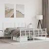 Image de vidaXL Cadre de lit métal sans matelas et pied de lit blanc 150x200 cm