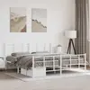 Image de vidaXL Cadre de lit métal sans matelas et pied de lit blanc 183x213 cm