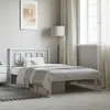 Image de vidaXL Cadre de lit métal sans matelas et tête de lit blanc 107x203 cm