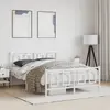 Image de vidaXL Cadre de lit métal sans matelas et pied de lit blanc 140x190 cm
