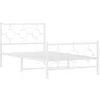 Image de vidaXL Cadre de lit métal sans matelas et pied de lit blanc 100x190 cm