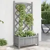 Image de vidaXL Jardinière avec treillis gris bois massif de sapin