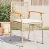 Image de vidaXL Chaises de jardin coussins lot de 4 beige résine tressée acacia