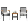 Image de vidaXL Ensemble de bistro 3 pcs et coussins noir résine tressée acacia